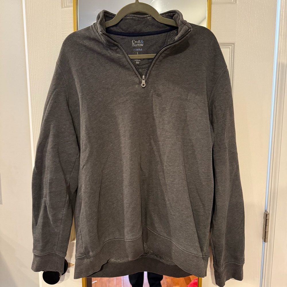 Croft & Barrow Men's Dark Gray Zip-Up Sweater